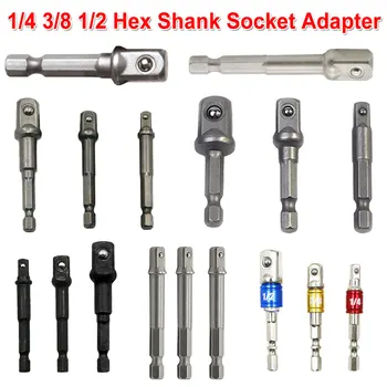 

Chrome Vanadium Steel 1/4" 3/8" 1/2" Socket Adapter Hex Shank to Extension Drill Bits Bar Hex Bit Set Power Tools Ratchet Wrench