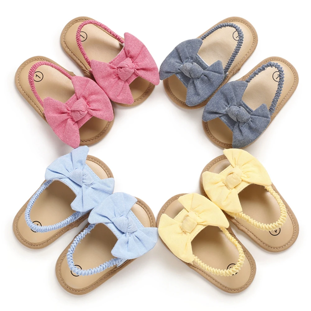 FOCUSNORM 0-18M Newborn Baby Girls Boys Sandals Shoes Butterfly Flat With Heel Soft Cork Shoes 4 Colors
