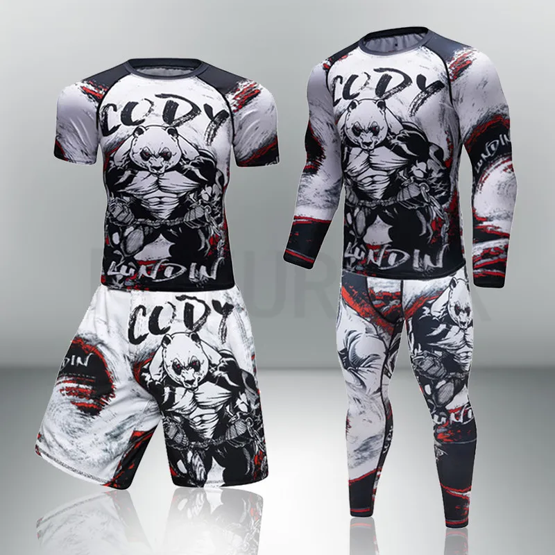 Брендовые комплекты из 4 предметов BJJ MMA тренировочная компрессионная футболка