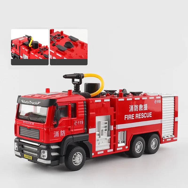 Hot sale 1:50 alloy pull back fire truck engineering truck model,ladder fire truck,mixer truck toy,free shipping 7