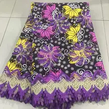 Последние Hollandais воск с кружевом высокое качество вышивка Африканский Воск кружевная ткань хлопок нигерийский гипюр воск кружева 6 ярдов