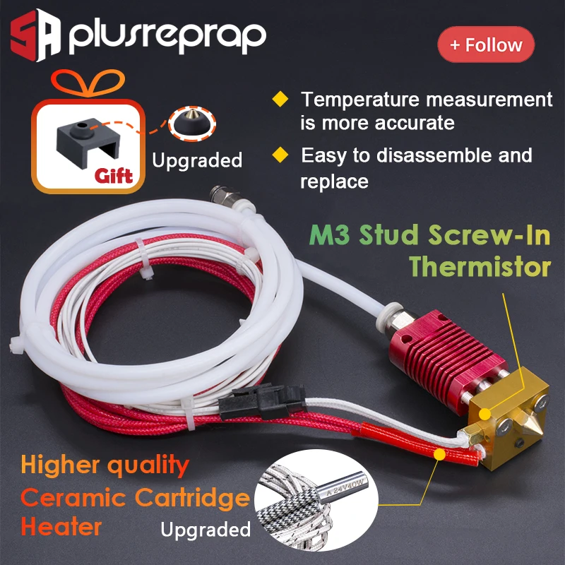 CR10 1.75mm J-head Hotend kit Aluminum Heat Block with Heater Thermistor Ender-3/CR-10/CR-10S With 0.4MM Nozzle 3D Printer Parts e3dv6 volcano print head mounting fixed block v6 to cr10 j head hotend aluminium bracket for ender 3 cr 10 series printer parts