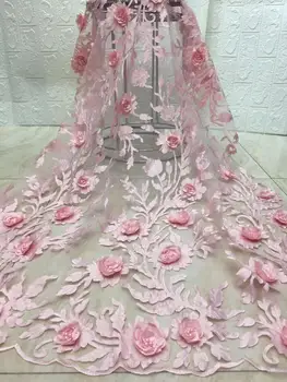 

The new Nigerian lace fabric 2019, high-quality applique tulle lace, 3D African lace wedding decoration YYZ0899