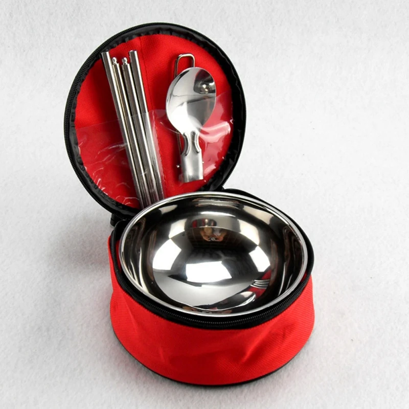 BEST QUALITY Folable Cutlery Set Camping Picnic Dinnerware Bowls Spoons Chopsticks Tableware Set With Storage Ba