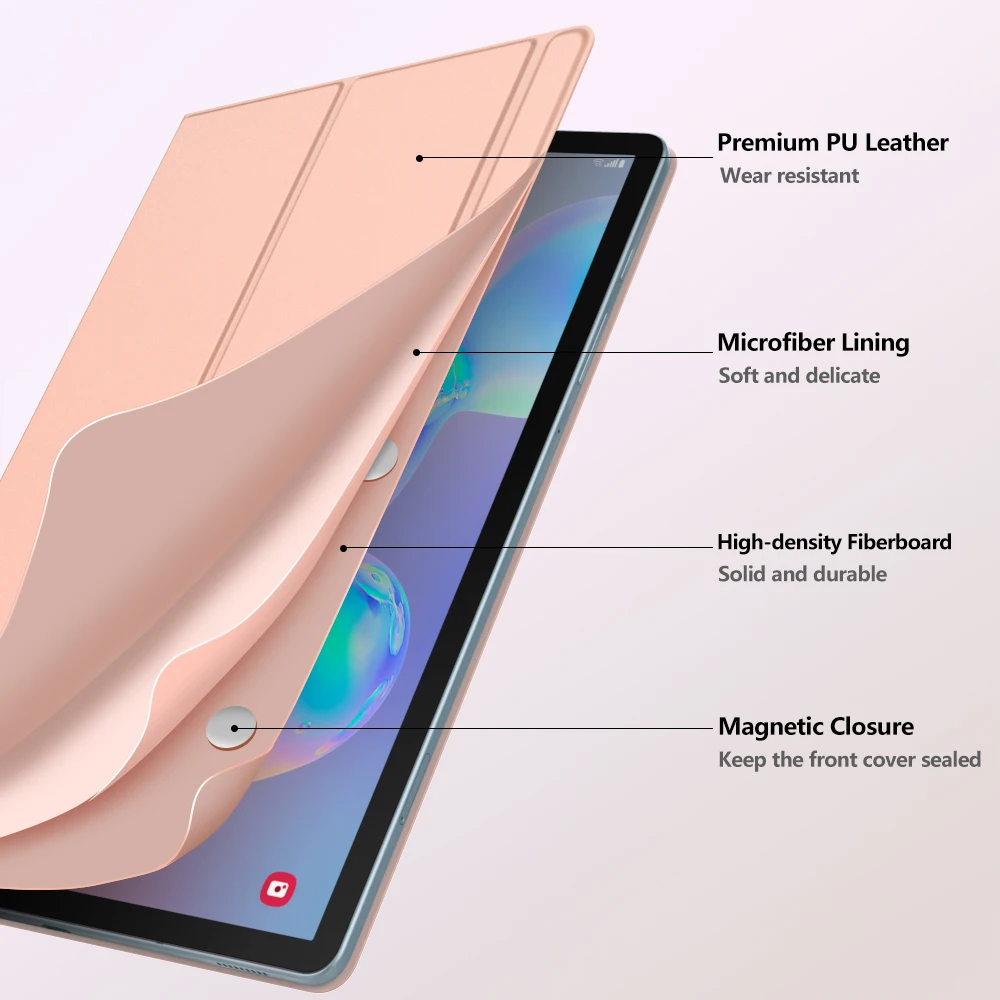Smart Folio Case For Samsung Galaxy Tab S6 10.5 2019,Slim Lightweight Smart Shell Stand Cover,Strong Magnetic Adsorption For Tab (14)