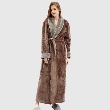 

Women Bathrobes Robe Winter Long Sleeve Nightgown Female Sleepwear Robe Kimono Warm Bathrobe Homewear