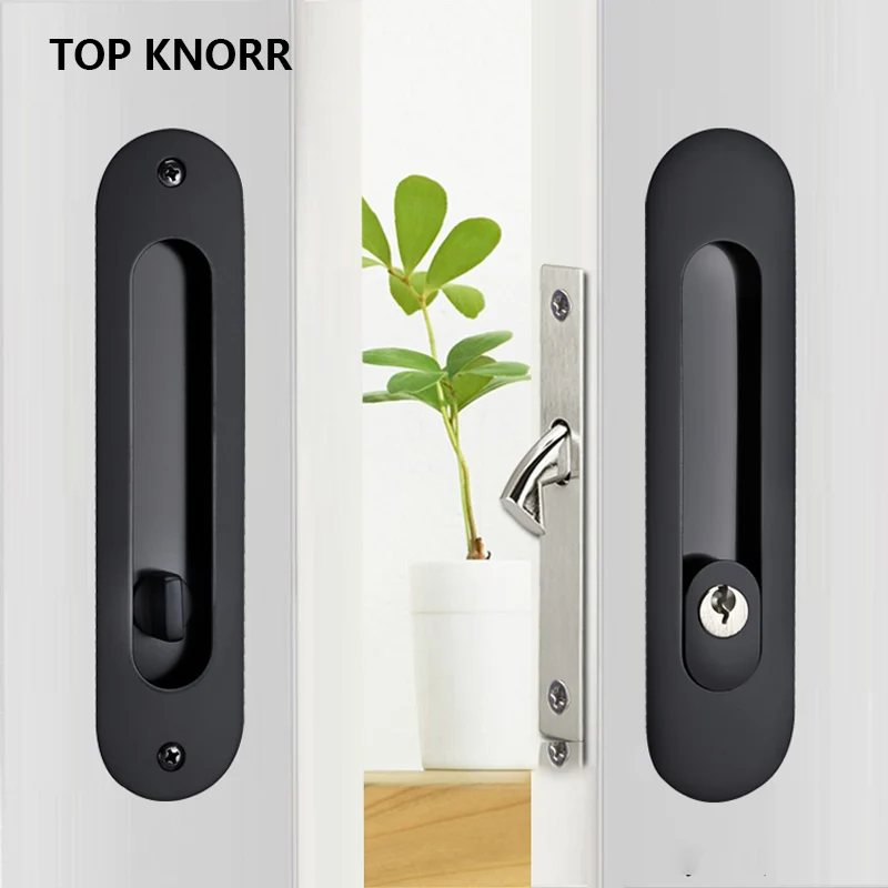 TOPKNORR Sliding Door Invisible Interior Door Lock Sliding Door Kitchen Bedroom Balcony Hook Lock Furniture Accessories
