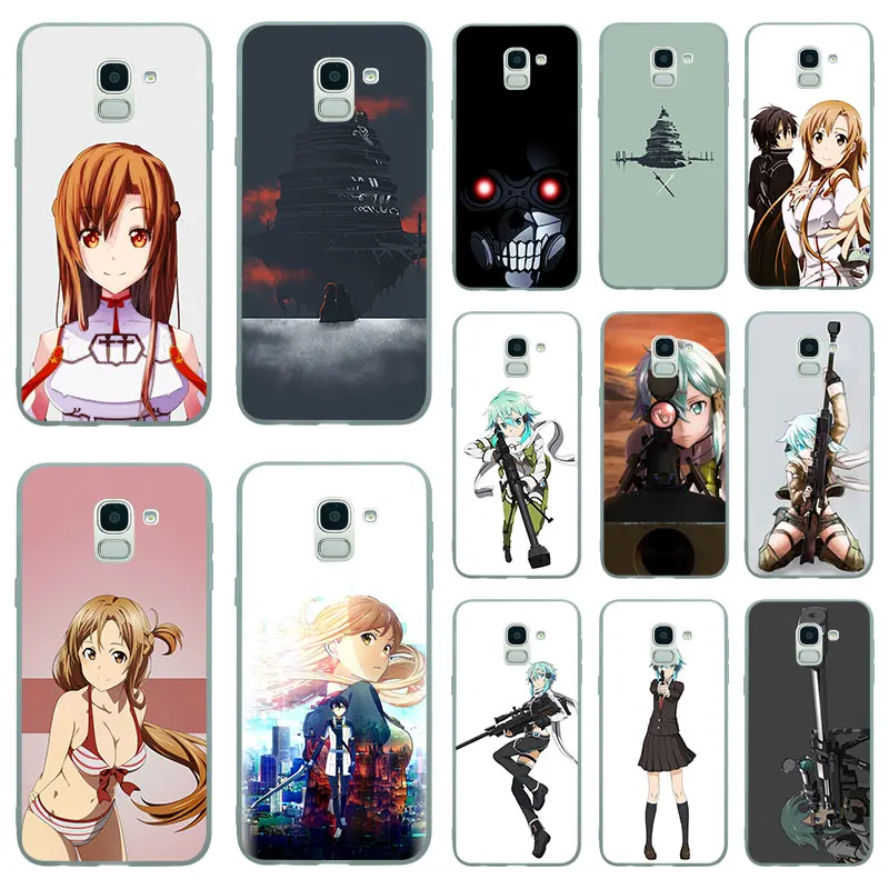 Silicone Cases For Samsung Galaxy J3 J5 J7 2016 2017 J2 Pro J4 J6 J8 2018 SAO game Matte TPU Phone Case Back Cover |