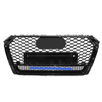 

For RS4 Style Front Sport Hex Mesh Honeycomb Hood Grill Gloss Black for Audi A4/S4 B9 2017-2018 for quattr0 style