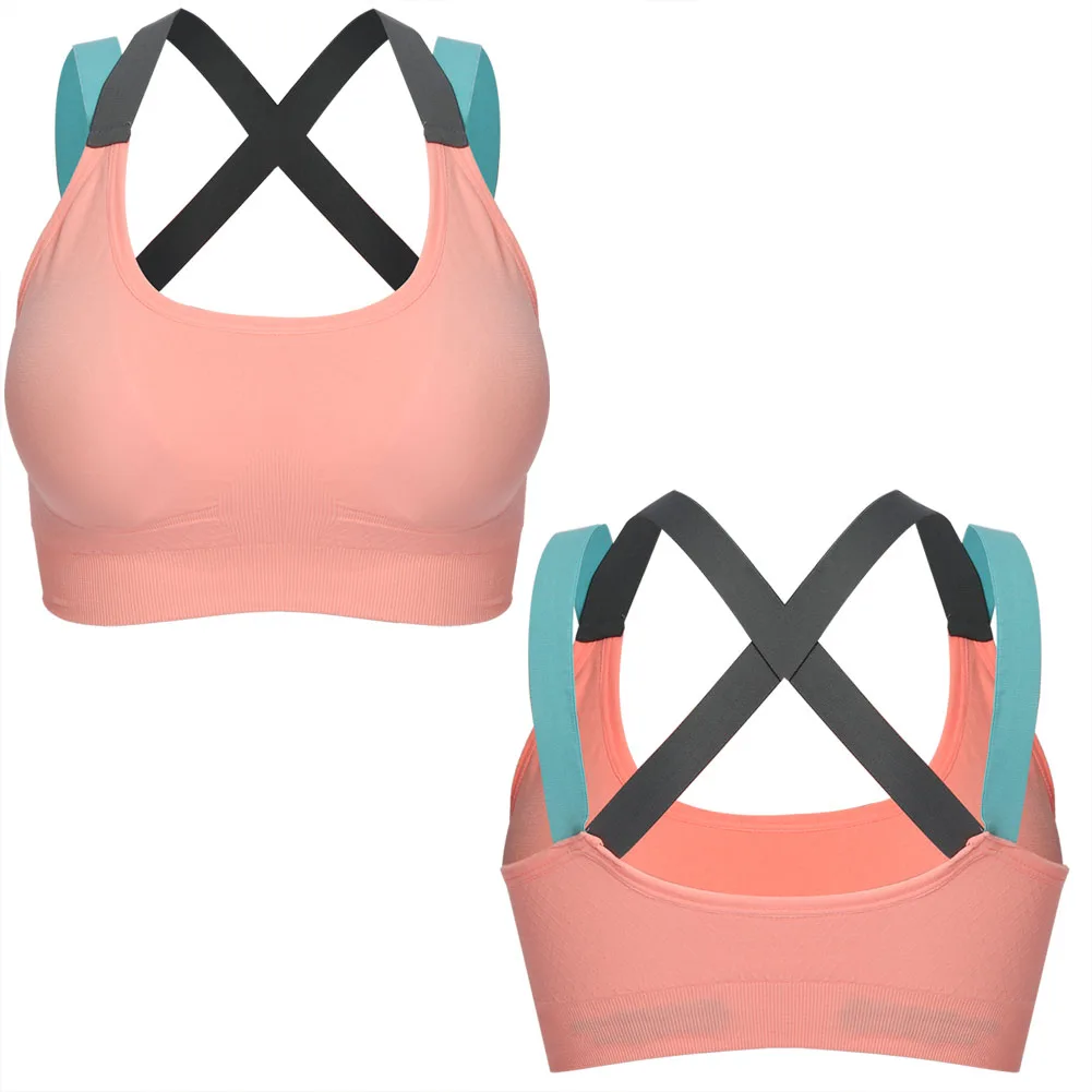 Sports Bra Full Cup Breathable Top Shockproof Cross Back Push Up
