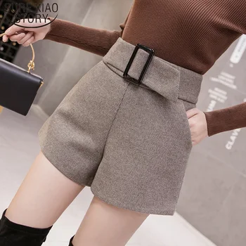 

2019 New Autumn and Winter High Waist Shorts Fashion Wool Shorts Women Casual A-word Wide Leg Elegant Short Women 7800 50