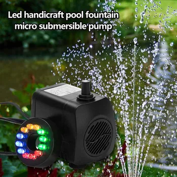 

12 LED Practical Light 15W Aquarium Fountain Pump Multi-functional Classic Texture Fish Tank Pond Submersible Water Pump