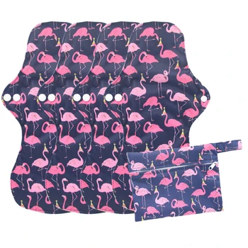 

4PCS Large Size Reusable Organic Bamboo Cloth Washable Menstrual Pad Mama Sanitary Towel Pads with 1 Wet Bag