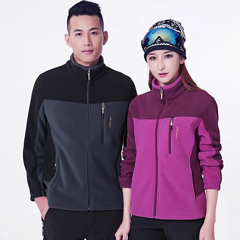 COUPLE'S Outdoor Fleece Color Panel Stand-Collar Polar Fleece Jacket Autumn