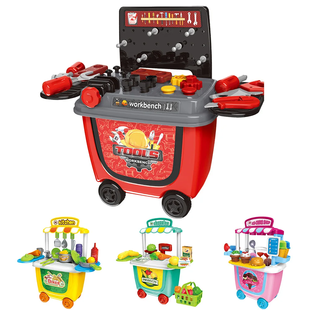 Игрушечный набор, обучающая кухня, ролевые игры, игрушечный набор для супермаркета, игрушечный мини-набор для мороженого с колесом, Забавный