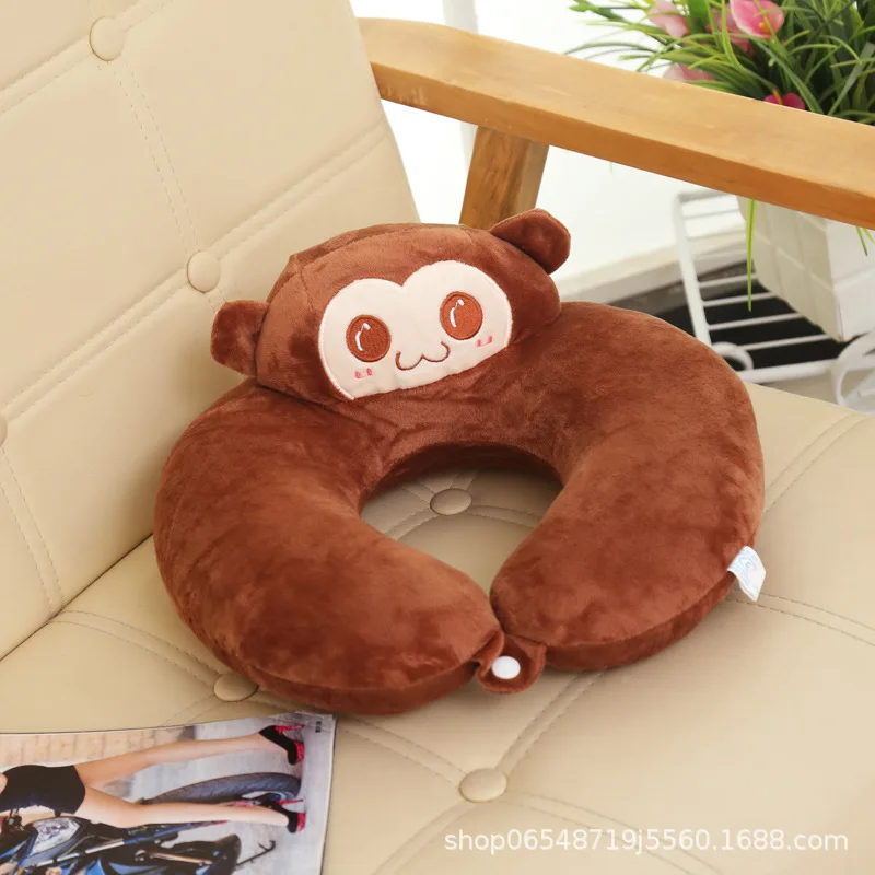 New Style Cartoon Animal Throw Pillow Plush Toys Pp Cotton U-SHAPE Pillow Travel Neck Pillow Customizable Logo