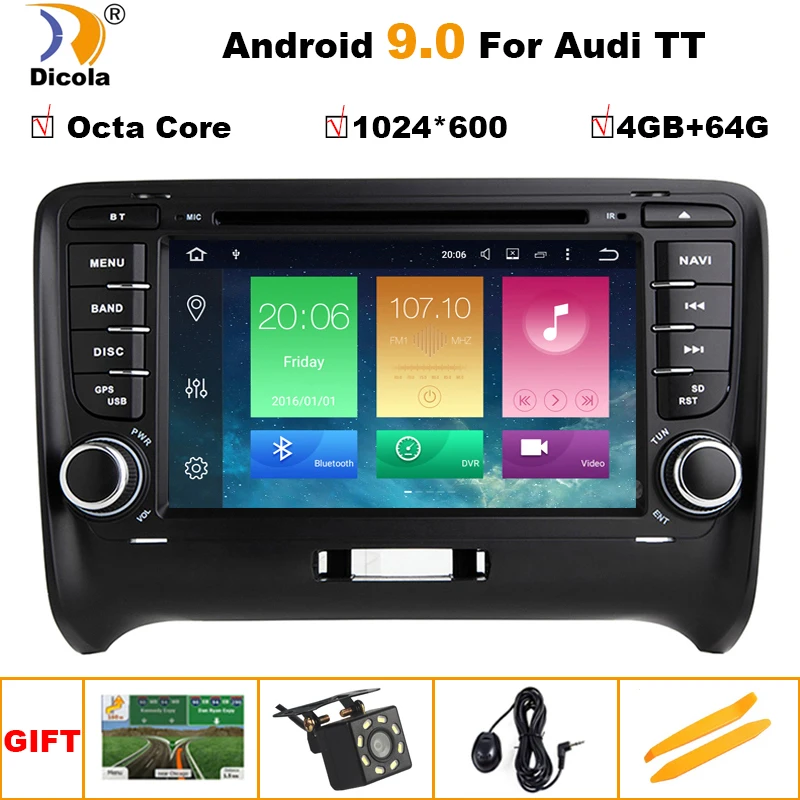 Ips HD Android 9 Octa core PX5 HD 1024*600 сенсорный экран 2 DIN автомобильный DVD gps Радио стерео для AUDI TT Wi-Fi 4G gps USB SWC аудио
