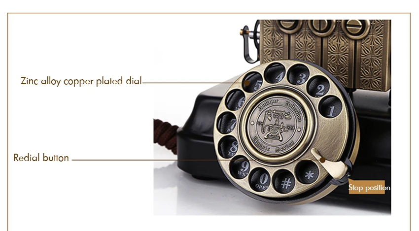 Telefone com Fio Clássico do Vintage Rotativo com Fone de Ouvido Telefone Antigo Fixo Europeu Decorativo Dail Pendurado 8 High Quality Computador e Escritório