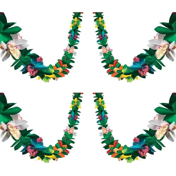 

3M Hawaii Festival Colorful Tissue Flower Garland Banner Coconut Leaves Bunting Garland Decor Hawaiian Party Supplies Wholesale