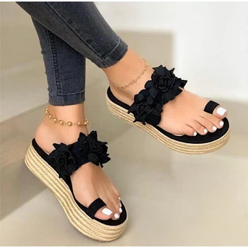 

MCCKLE Women Summer Sandals Ladies Open Toe Slip On Flower Platform Thong Shoes Woman Fashion Comfort Casual Female Sandalias