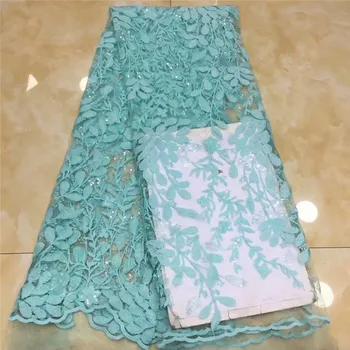 

White african lace fabric 2019 green high quality lace french mesh fabric pink sequins nigerian swiss lace fabrics for dress