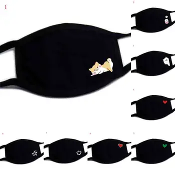 

1pc Multi-Style Anime Cartoon Kpop Cotton Mouth Mask Anti Dust Mouth-muffle Washable Black Mask On Face For Man Women Respirator