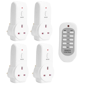 

4pcs UK Plug with Sufficient Durability and Ruggedness Home House Power Outlet Light Switch Socket Wireless Remote Control