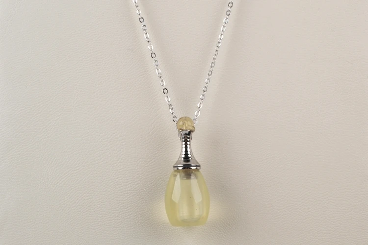 Topaz BOROSA 3 шт. 26 дюймов серебро мульти-вид натуральный камень подвеска в виде бутылочки парфюма ожерелье кристаллы аметиста Духи Диффузор WX1222-N - Окраска металла: Topaz