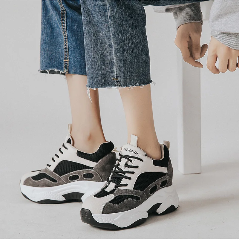 

Within Increase Panda Shoe 8cm2019; Autumn Flange Casual Shoes 33 Code Small Code Dad Shoe