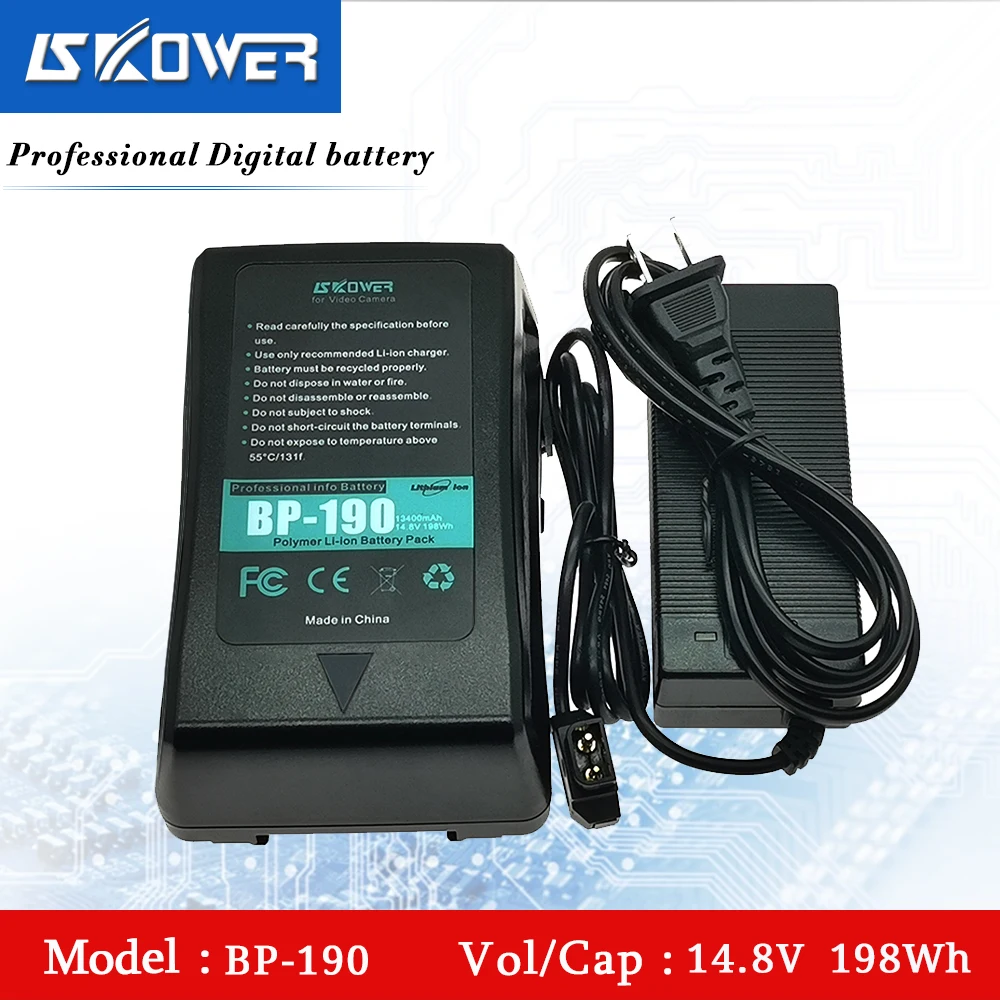 SKOWER 14,8 V 198Wh(13400 mAh) BP-190 V-Mount V-Lock V-shape V Mount литий-ионная аккумуляторная батарея с usb-портом+ зарядное устройство D-Tap