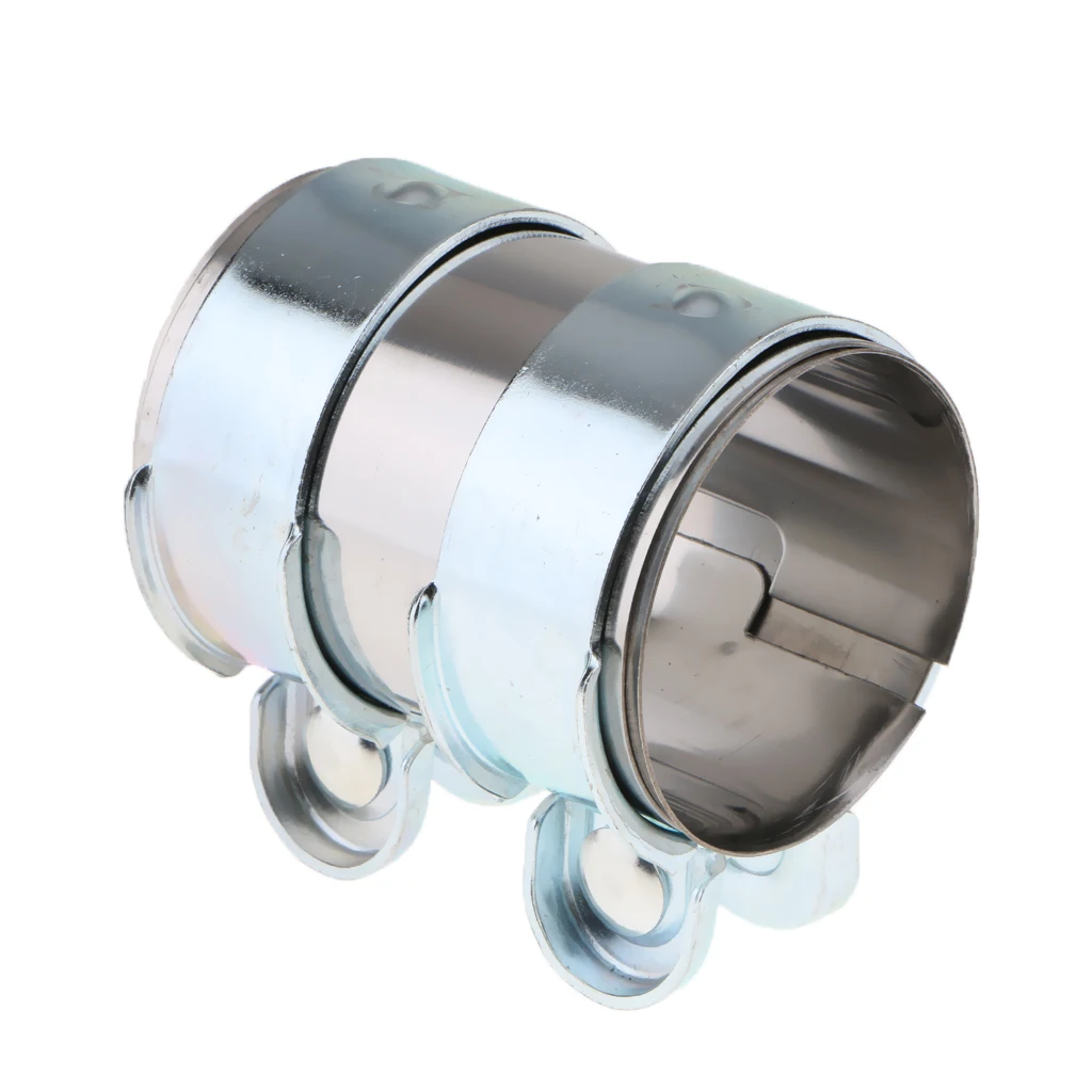 High Quality Mild Stainless Steel Clamp Car Exhaust Pipe Clip Tail Throat Hoop 63mm Inner Diameter Silver