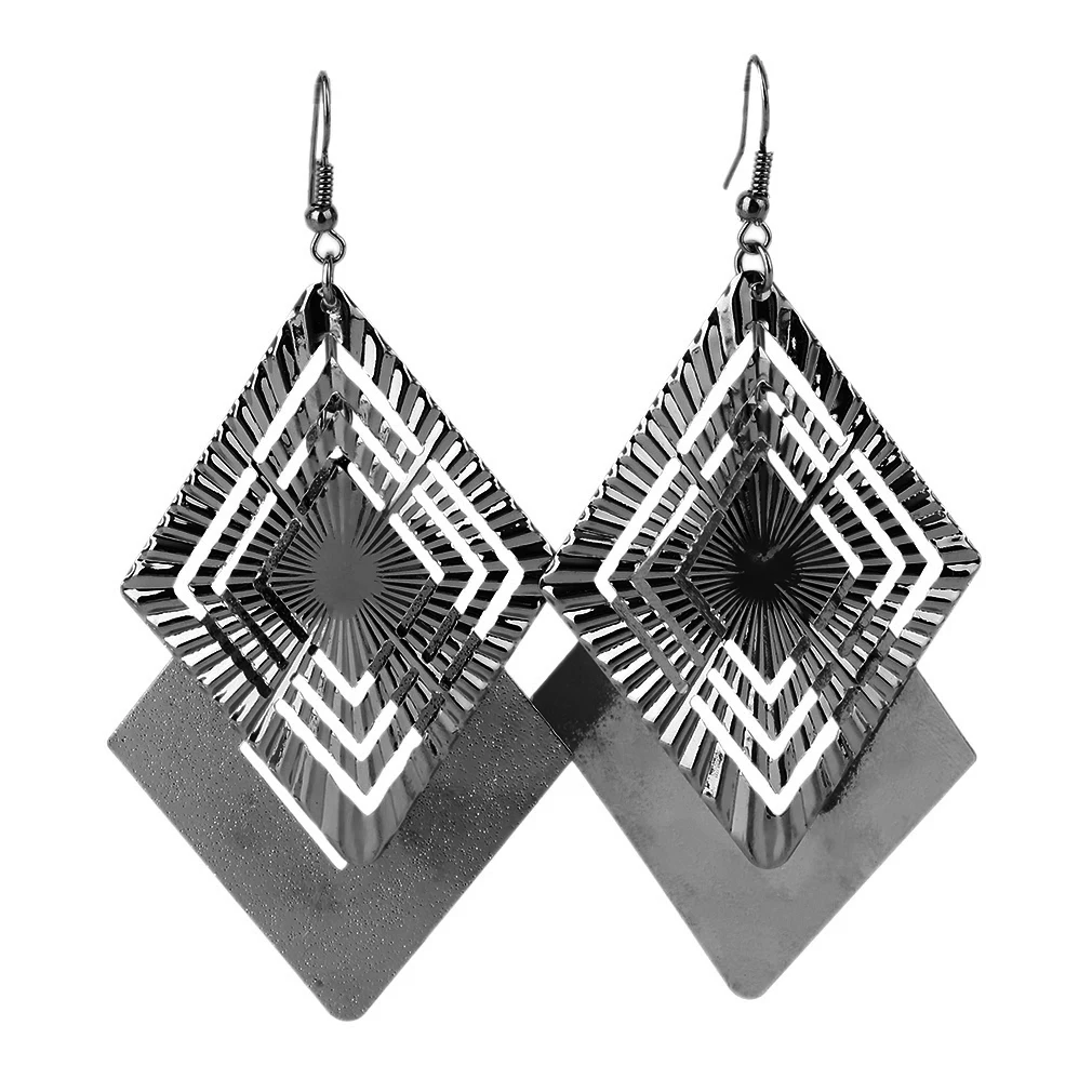 

Simple Design Double Layer Exaggerated Scrub Earrings Lady Earrings Jewelry For Party Club Dangle Earrings