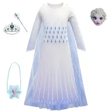 Снежная Королева Анна Эльза 2 шт. Бандажное платье карнавальный костюм на Рождество Косплэй с длинным рукавом с изображением принцессы Эльзы детское платье для девочек, платья для девочек