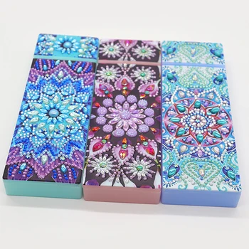 

5D DIY Special Shaped Diamond Painting 2 Grids Stationery Pencil Box Rhinestones Diamond Embroidery Mandala Storage Case Gifts