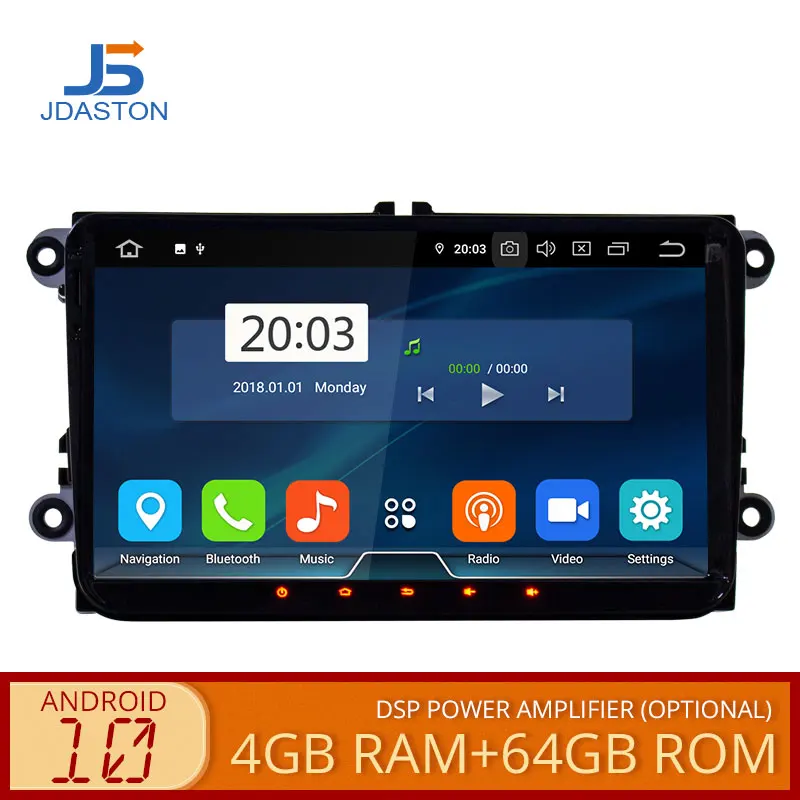 Автомобильный мультимедийный плеер JDASTON 9 дюймов 2 Din Android 10 0 для Skoda Volkswagen VW Passat B6