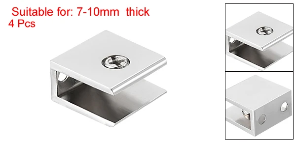 Regular 7-10mm 4pcs Uxcell 2/4/8 шт. Стекло кронштейны для полок регулируемый браслет из цинкового сплава держатель прямоугольник для 7-10/7-11/8-10/10-12/10-3 мм толщиной - Цвет: Regular 7-10mm 4pcs