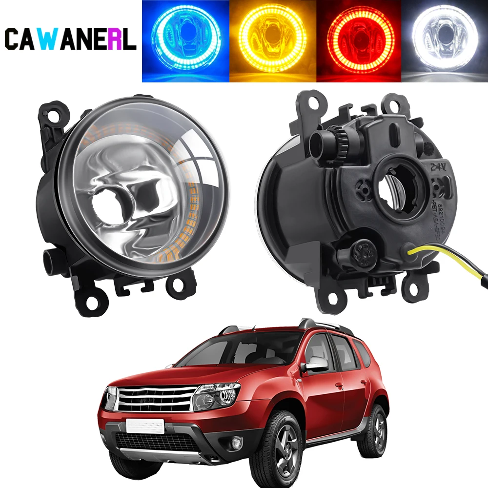 

2 X Car Front Bumper Angel Eye Fog Light Assembly For Renault Duster 2012 2013 2014 2015 Halo Ring Fog Driving Lamp DRL 20W 12V