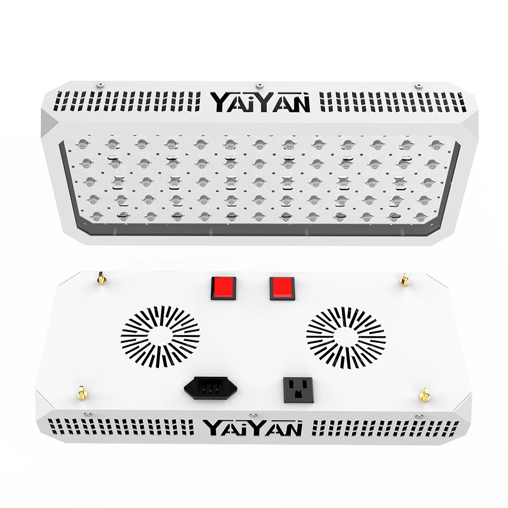 YAIYAN 650 Вт Светодиодный светильник для выращивания растений, с термометром и монитором влажности, с регулируемым канатом, полный спектр, двойной переключатель, светильник для растений