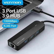 Vention – adaptateur Ethernet USB 1000 à RJ45, 3.0 Mbps, Hub avec Port de chargeur Micro USB pour réseau Macbook, séparateur USB dur