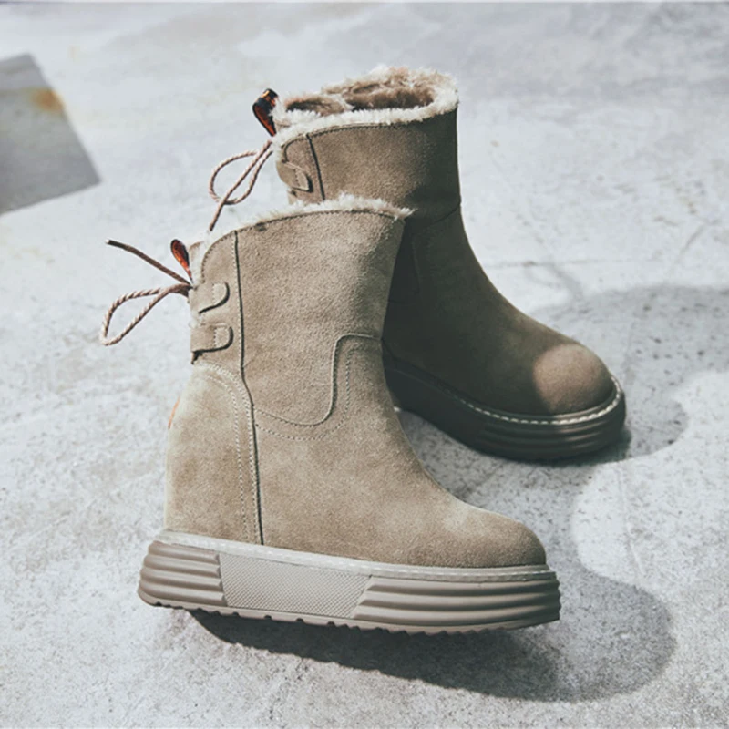 SWONCO/зимняя обувь с высоким берцем; женские зимние ботинки; кроссовки на платформе; Новинка года; женская повседневная обувь; Черные ботильоны на танкетке