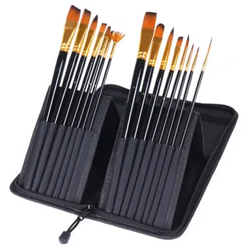 

15pcs Nylon Bristles Paint Brushes Set with Carring Storage Case for Students Painting Acrylic Oil Watercolor
