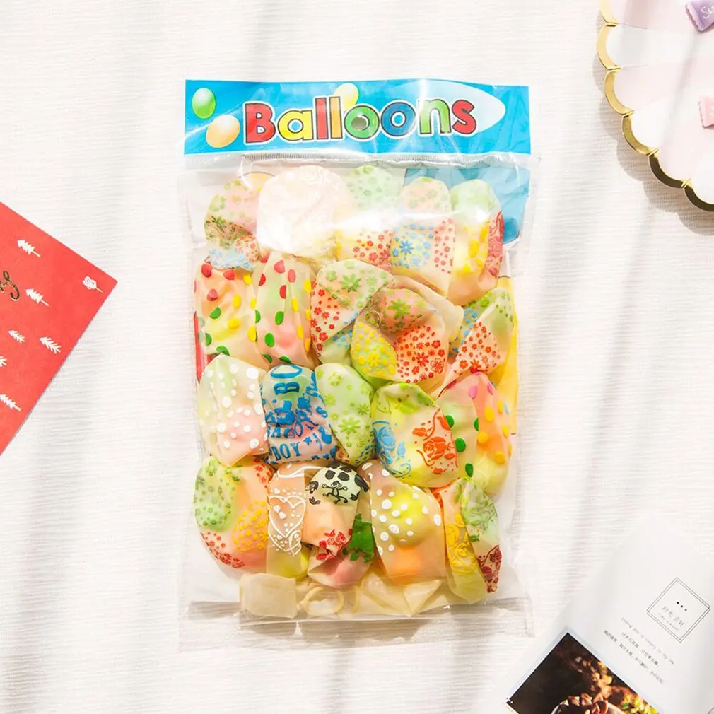 20pcs Colorful Inflatable Toys Small Bell Balloon Random Color Funny Printed Balloon Birthday Festival Wedding Deco Supplies Toy