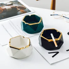 

Creative Women's Ceramics Asbak Drop Resistance Ash Tray Houder Home Portable Cigarette Holder Green Hexagon Office Ashtray
