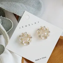 MWsonya новые корейские милые блестящие серьги-гвоздики в форме цветка простые для женщин Стразы серьги-гвоздики в рождественской тематике ювелирные изделия