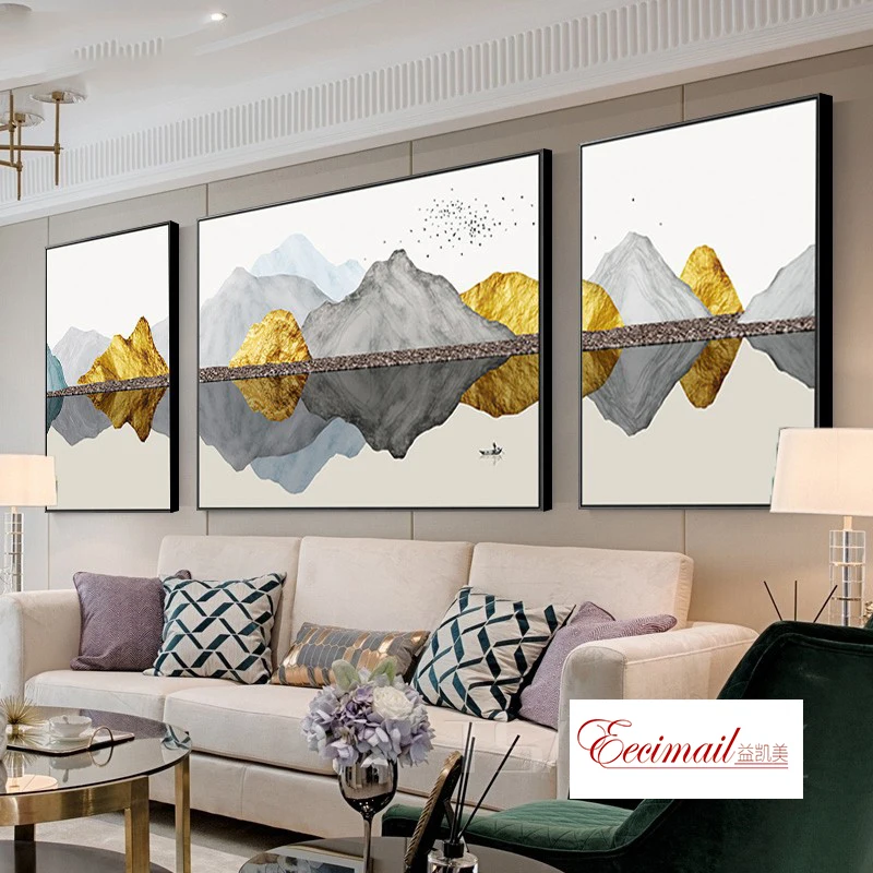  EECAMAIL Modern Nordic Light Luxury Living Room Bedroom Home Triptych Simple Landscape Scenery Full - 4000286064961
