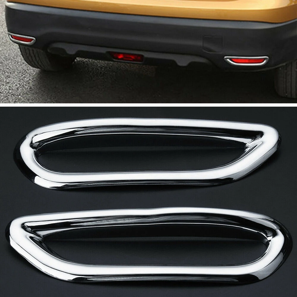 

2x Chrome Rear Bumper Fog Light Cover Trim For Nissan Qashqai J11 2014-2017