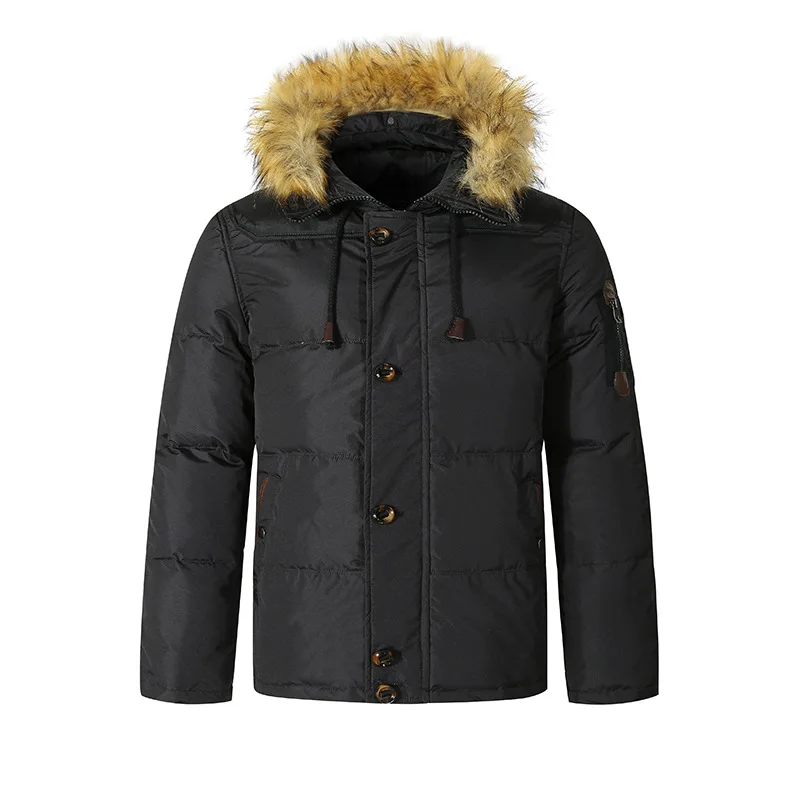 AliExpress Ouma стиль мужской пуховик с капюшоном и меховым воротником на молнии Y03