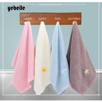 

Yebeile 100% Cotton Weather Symbol Embroidered face Towel dry hair Towel for Adults Quality Gift Towels New Design Thick towel