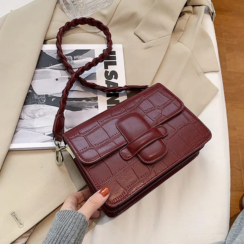 

High-quality stone pattern small bag Korean style shoulder bag 2020 new fashion messenger lady single shoulder small square bag