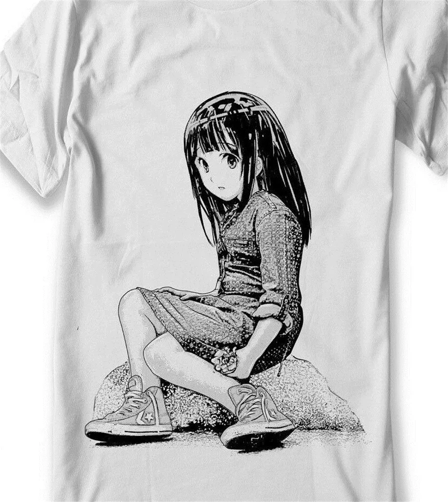 

Anime T-Shirt Little Girl With Flowers Manga Japanese Shirt Men - Women Sizes Custom Special Print Tee Shirt